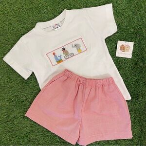 NWT Ruth and Ralph Circus Smocked Beau T-Shirt/Short Set